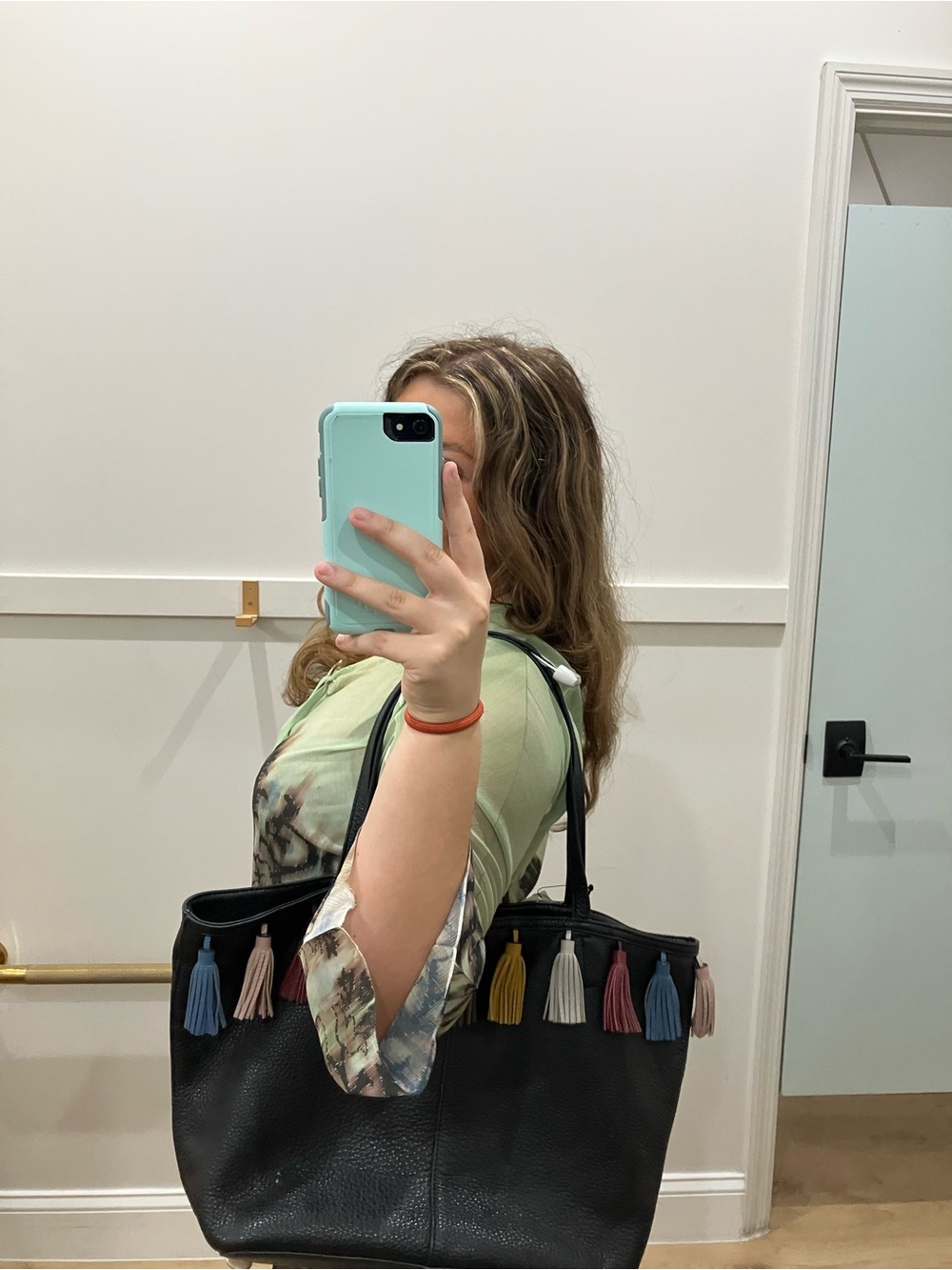 Rebecca Minkoff Black Tote with Multicolor Tassels